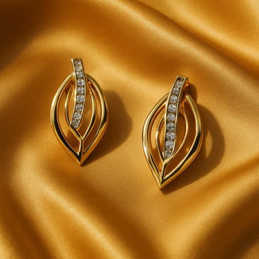 Gold & Zircon Statement Earrings