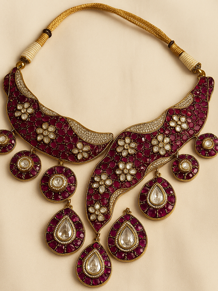Maharani Gulzar Ruby Kundan Necklace Set