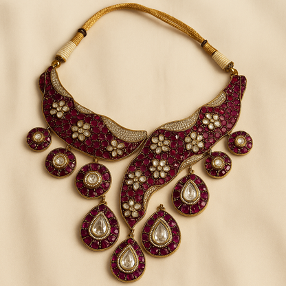 Maharani Gulzar Ruby Kundan Necklace Set