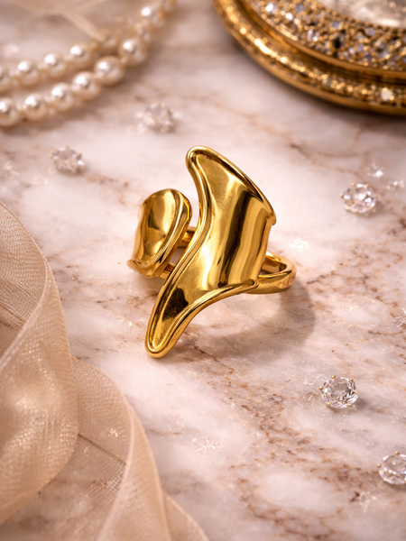 Aurora Sculpted Gold-Plated Statement Ring