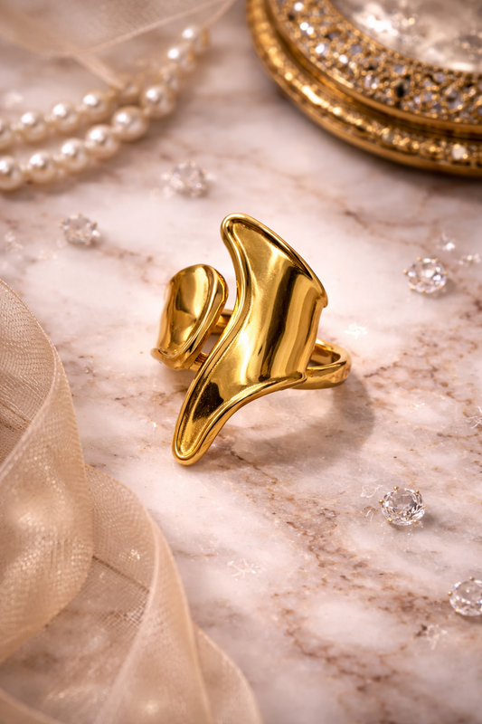 Aurora Sculpted Gold-Plated Statement Ring