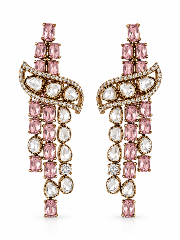 Roshanara Blush Polki Necklace & Earrings Set
