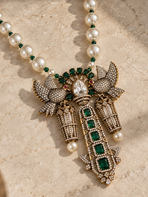 Mayur Emerald Pearl Men’s Necklace