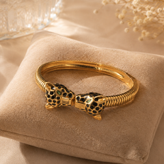 Twin Panther Gold Statement Bracelet