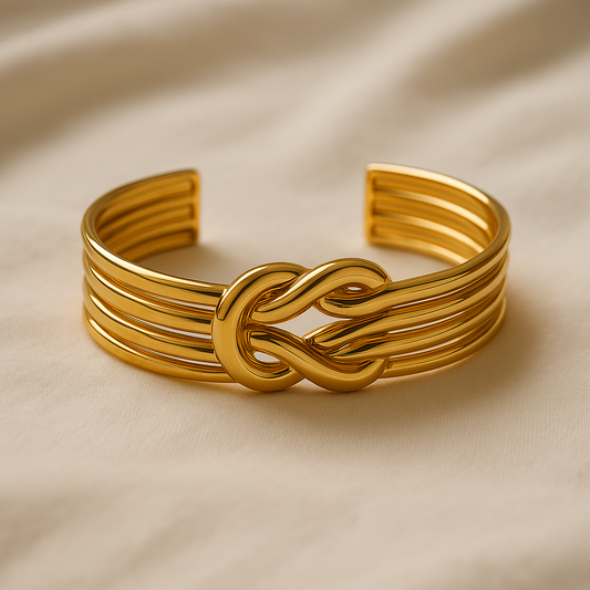Golden Knot Statement Cuff Bracelet