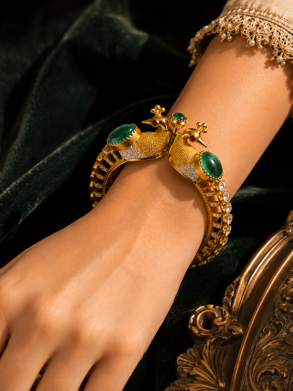 Mayura Emerald Peacock Bracelet
