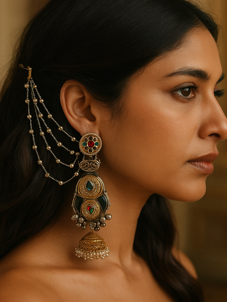 Heritage Jhumka with Ear Chain