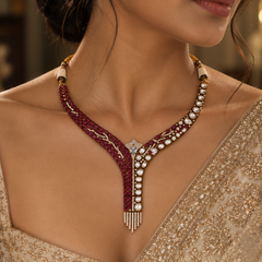Noor Ruby Polki Necklace & Earrings Set
