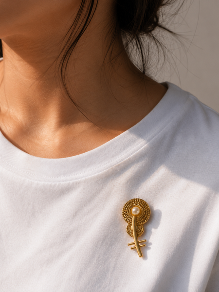 Celestial Pearl Symbol Brooch