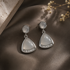 Luna Mother of Pearl Drop Earrings (Silver)