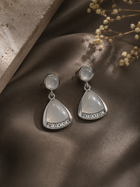 Luna Mother of Pearl Drop Earrings (Silver)