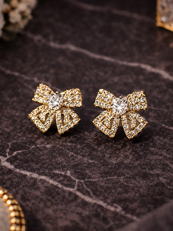 Aurielle Bow Crystal Stud Earrings