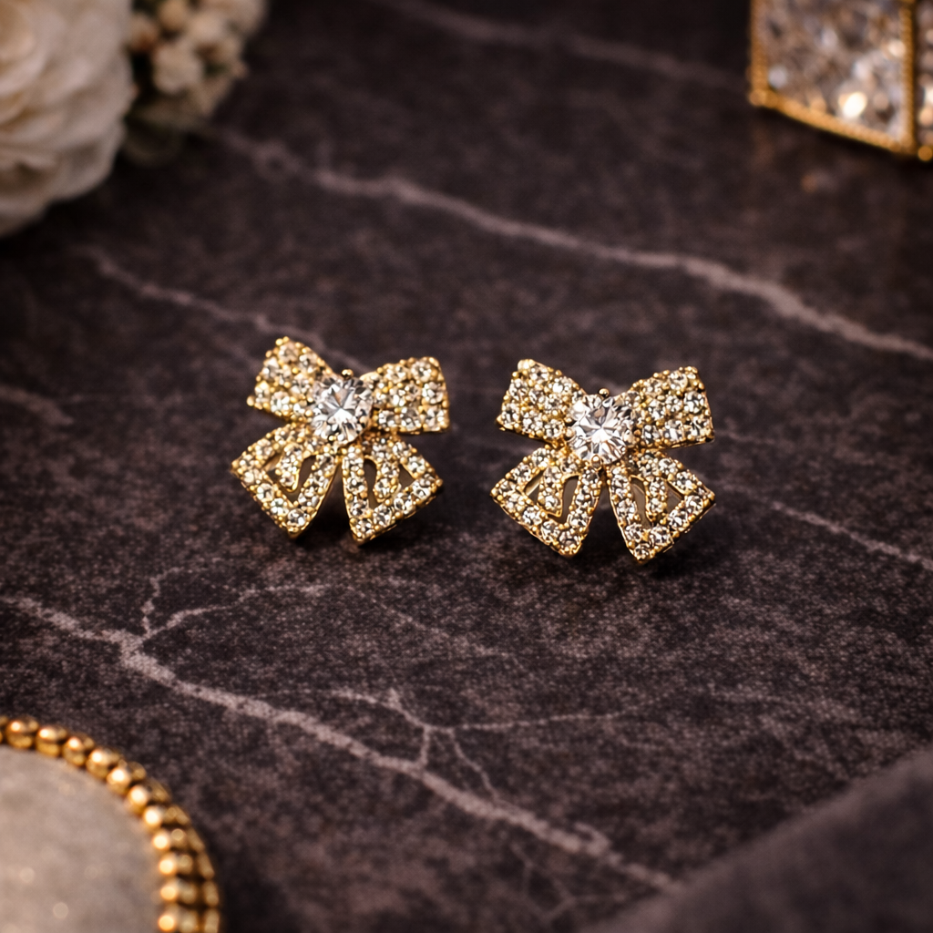 Aurielle Bow Crystal Stud Earrings