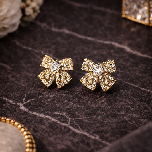 Aurielle Bow Crystal Stud Earrings