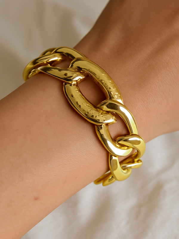 Bold Luxe Gold-Plated Chain Bracelet