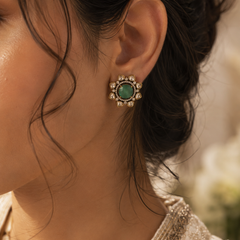 Mint Kundan Bloom Studs