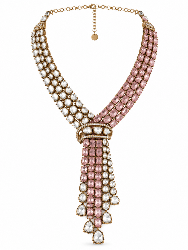 Roshanara Blush Polki Necklace & Earrings Set