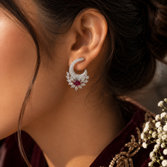 Ruhani Ruby Crescent Earrings