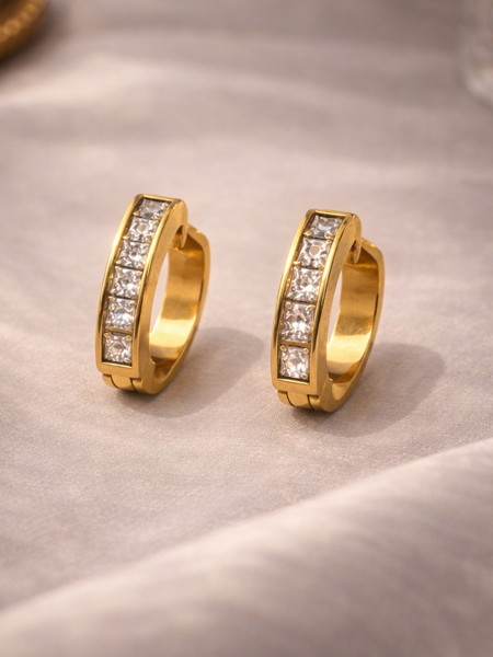 Linea Crystal Bar Hoop Earrings
