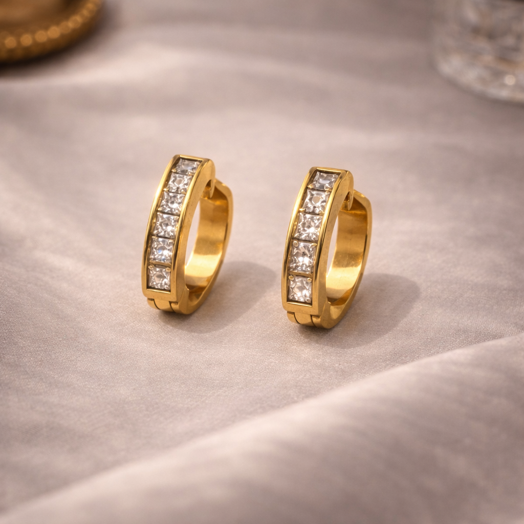 Linea Crystal Bar Hoop Earrings