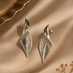 Sylva Silver Sculpted Leaf Earrings