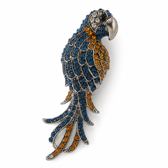 Azure Macaw Crystal Brooch