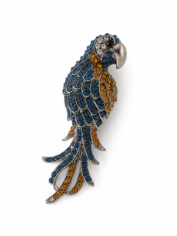 Azure Macaw Crystal Brooch