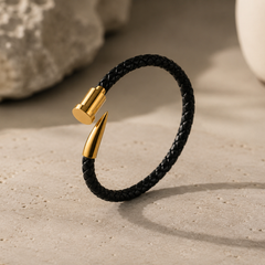 The Gold Nail Leather Bracelet