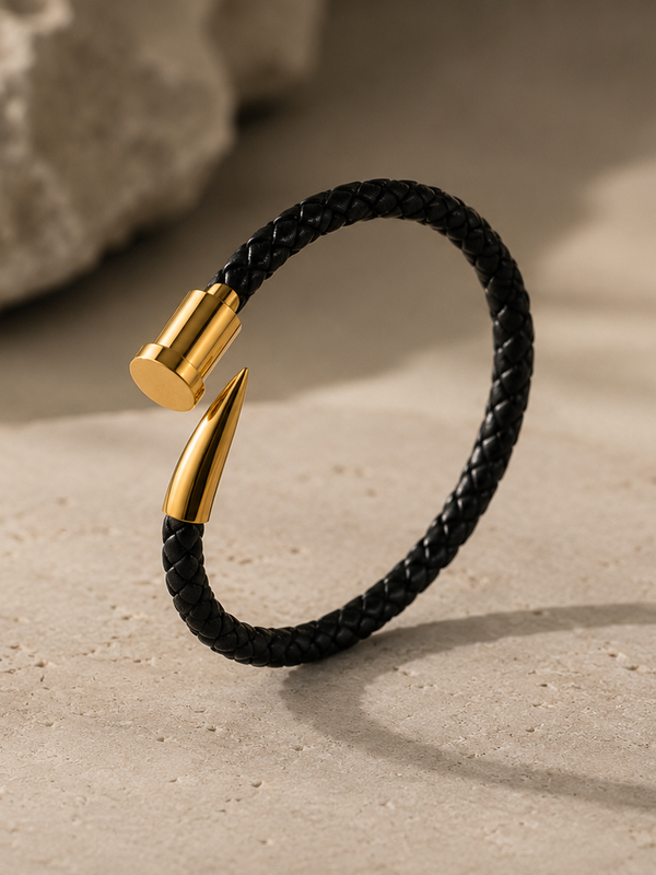 The Gold Nail Leather Bracelet