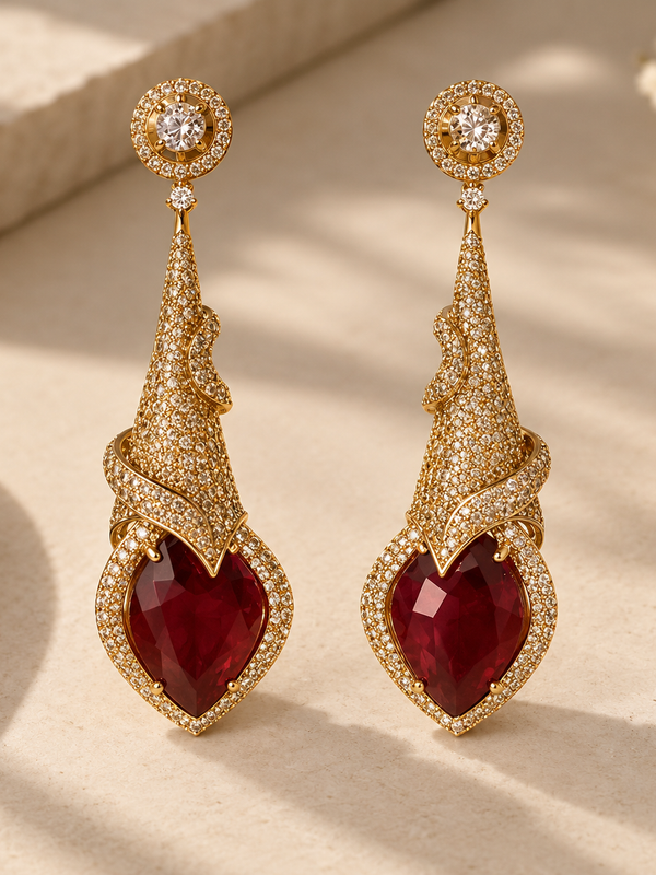 Mehr Ruby Sculptural Drop Earrings