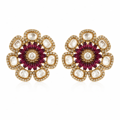 Mehr Ruby Kundan Floral Studs