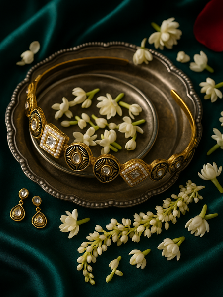 Heritage Kundan & Pearl Statement Headband
