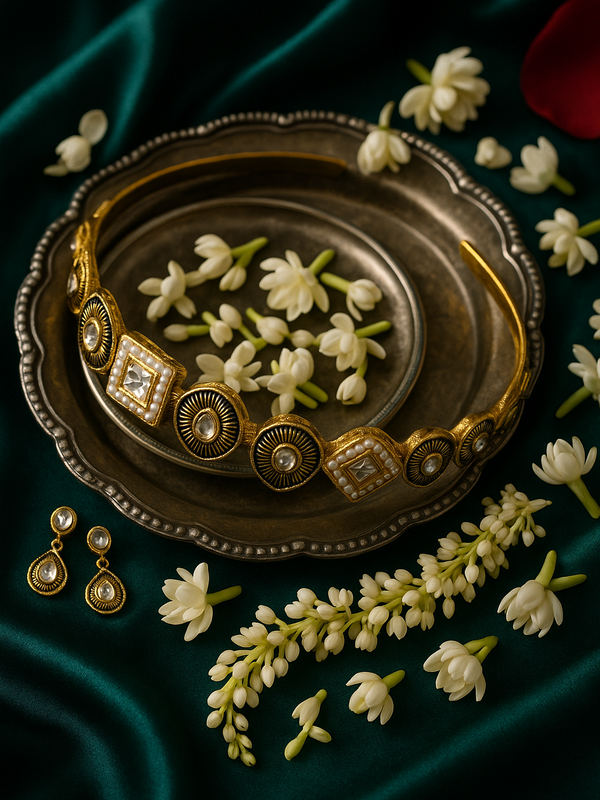 Heritage Kundan & Pearl Statement Headband