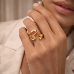 Luna Heart Open Gold-Plated Ring