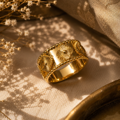 Fleur Textured Gold Band Ring