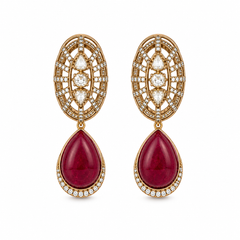 Aariz Ruby Polki Necklace & Earrings Set