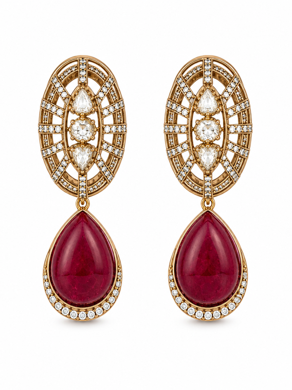 Aariz Ruby Polki Necklace & Earrings Set