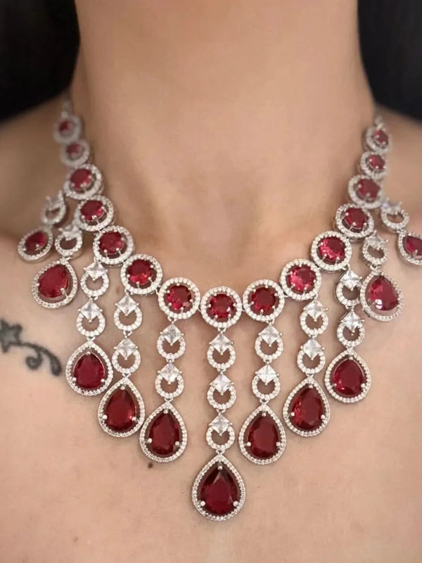 Rouge Cascade Diamond Necklace Set
