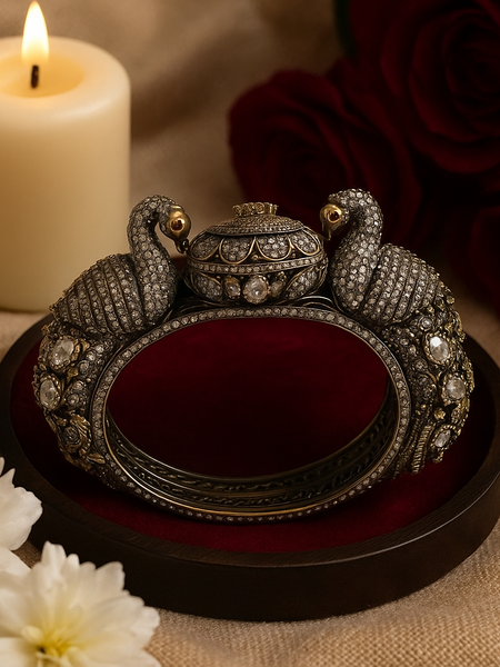 Regal Swan Kundan Heritage Bangle
