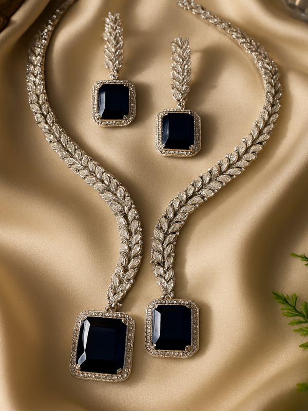 Midnight Sapphire Diamond Necklace Set