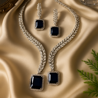 Midnight Sapphire Diamond Necklace Set