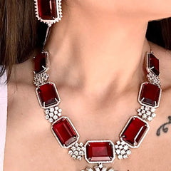 Regal Ruby Diamond Necklace Set