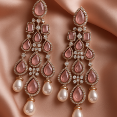 Rosé Cascade Pearl Drop Earrings