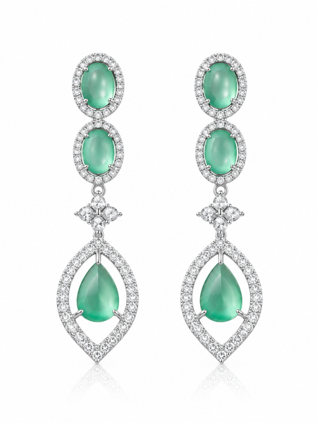 Serena Mint Crystal Drop Earrings