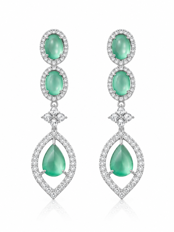 Serena Mint Crystal Drop Earrings