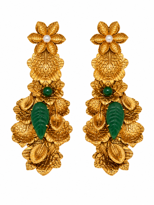 Gulbahar Emerald Floral Choker & Earrings Set