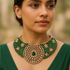 Regal Emerald Jadau Choker Set