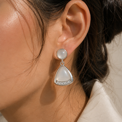 Luna Mother of Pearl Drop Earrings (Silver)
