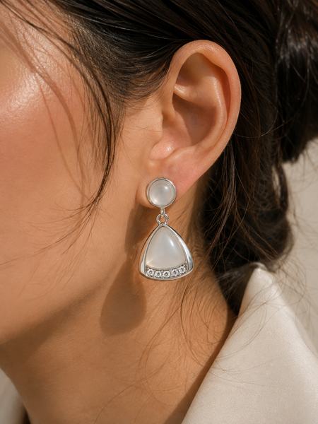 Luna Mother of Pearl Drop Earrings (Silver)
