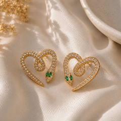 Serpentina Emerald Heart Earrings